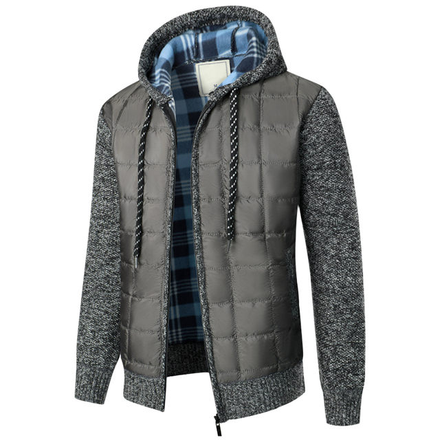 Veste Chaude Homme Automne et Hiver en Peluche à Capuche à Manches Longues  Solides pour Hommes Manteau De Ski