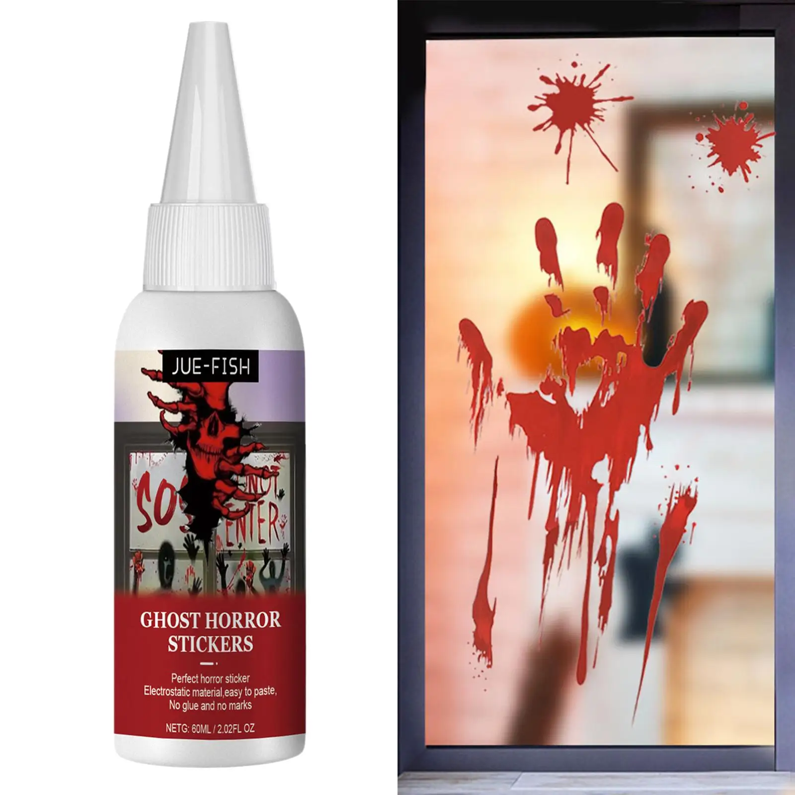 Bloody Handprint Sticker Door Decal Paint Coating Halloween DIY Liquid Sticker for Decoration Festival Party Bar Haunted House