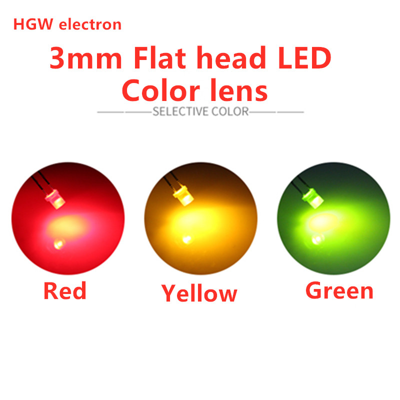 LED DIP Flat Head Diode Lâmpada, vermelho,