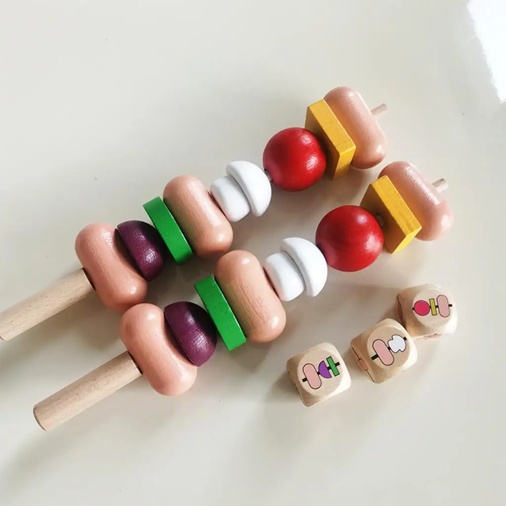 Wooden Colorful Building Blocks  House Sequence Sausage Skewers Memory Training Development Game Playful Learning