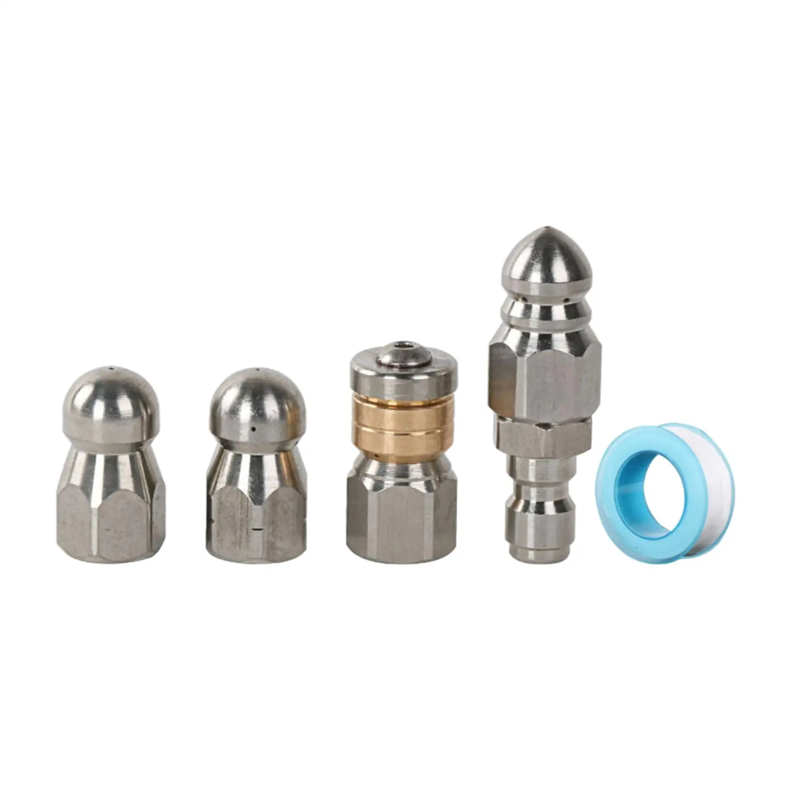 4x Sewer Jetter Nozzle Pressure Cleaning Pipe Jet Steel 1/4 inch Female Rotating Sewer Jet Hose Nozzle Quick Connector Supplies