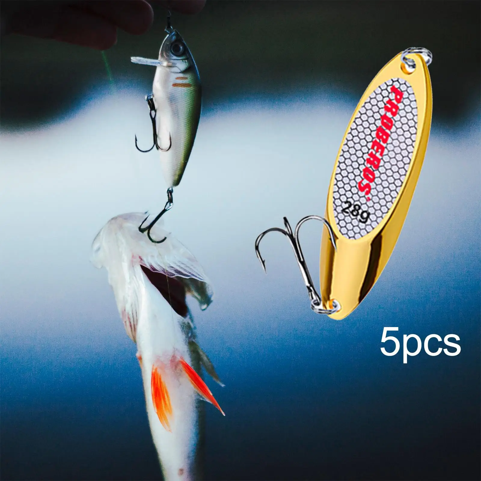 5 Pieces Fishing Spoons Lures Hard for Huge Distance Cast Bass Baits Fishing Baits for Pike Redfish Bass Trout Fishing Equipment