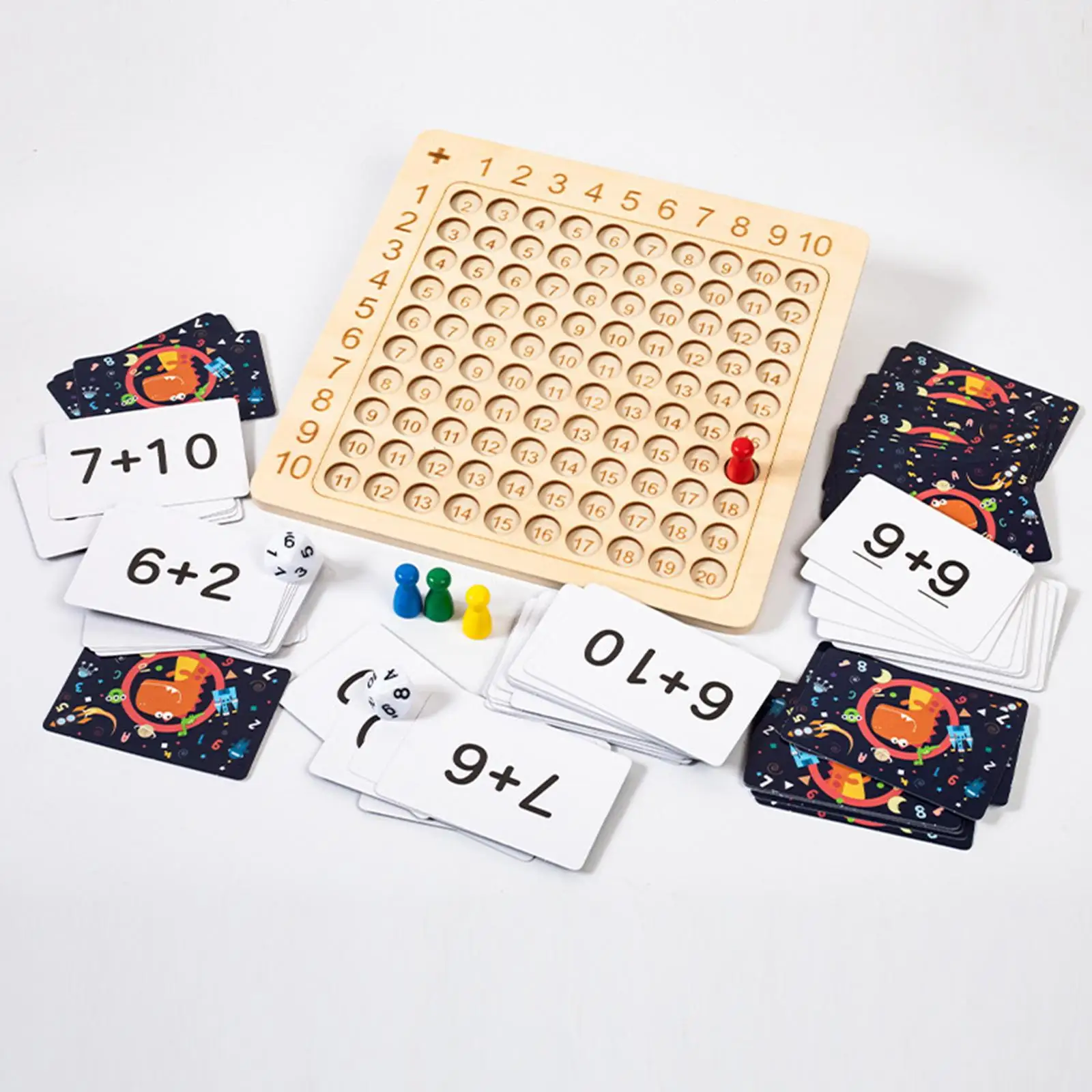 Wooden Addition Blocks Board Blocks Board Child Kid Gift Wooden Toys Addition Times Table Mathematics for Game Birthday