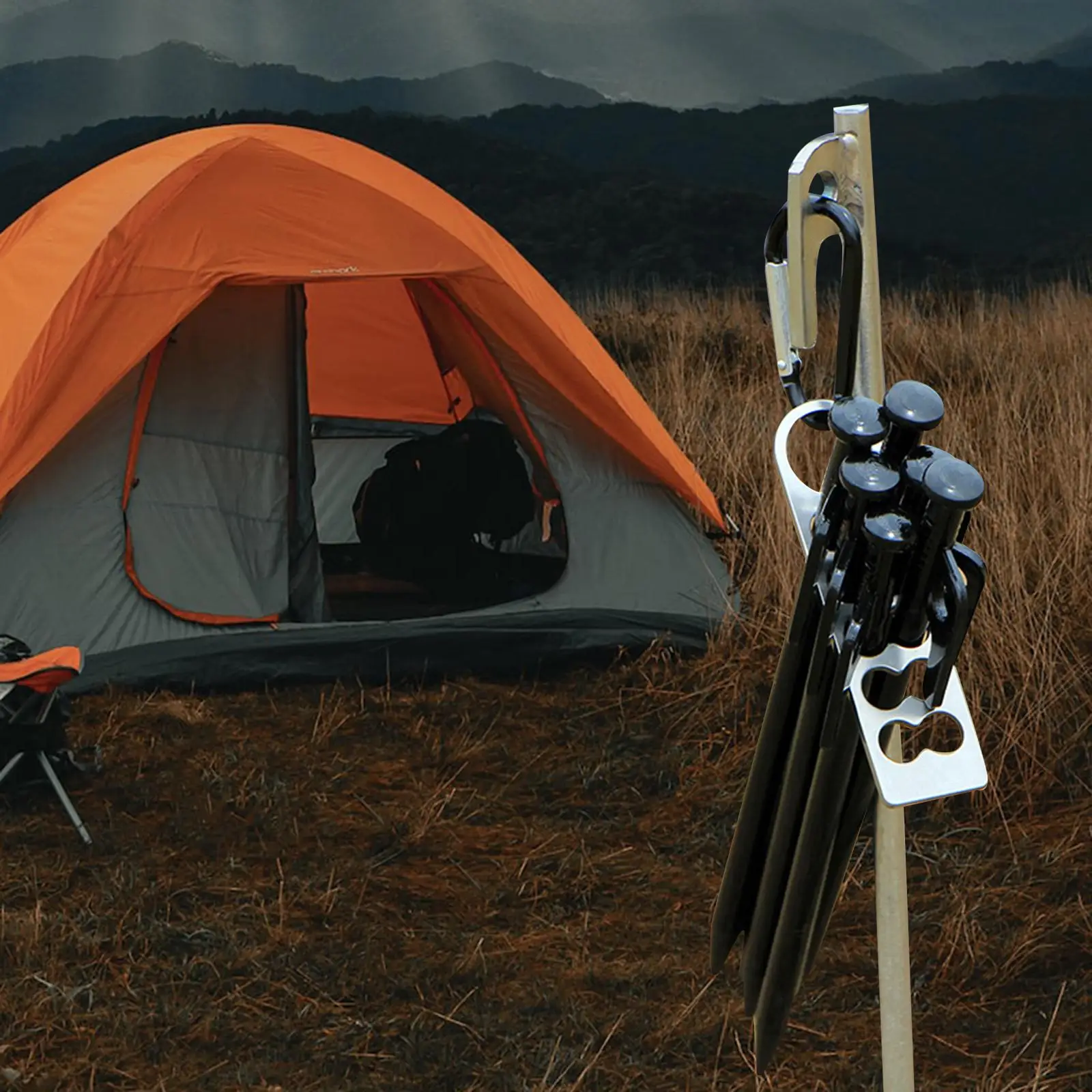 Stainless Steel Tent Pegs Storage Pegs Holder Holder Ground Nail Container Portable for Hiking