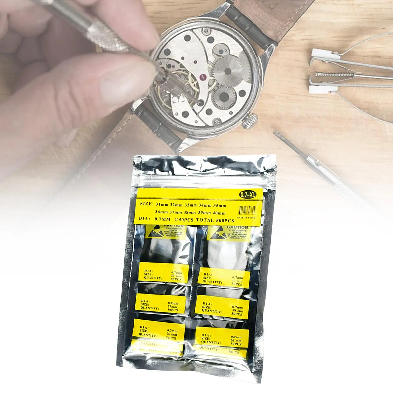 500Pcs Watch Back Gasket Waterproof Watch Repair Tool 0.7mm Rubber Seal Ring Watch Gasket Kit for Watch Backs Size 31mm-40mm