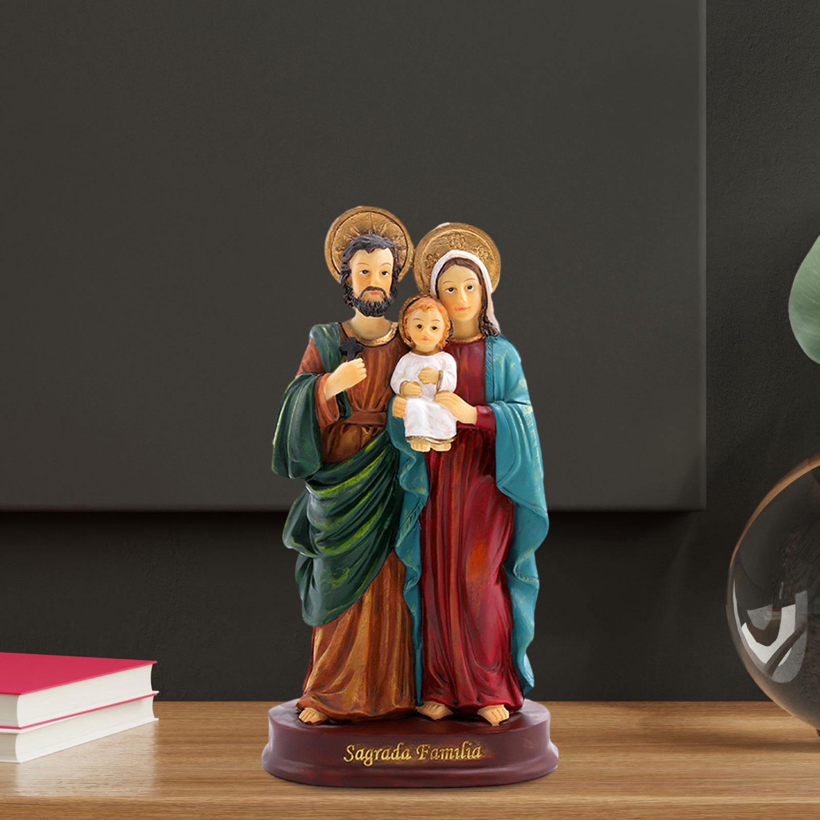 Holy Family Statue Jesus Figurine Collection Desk Craft Religious Sculpture Figures for Table Office Home Decoration Ornament