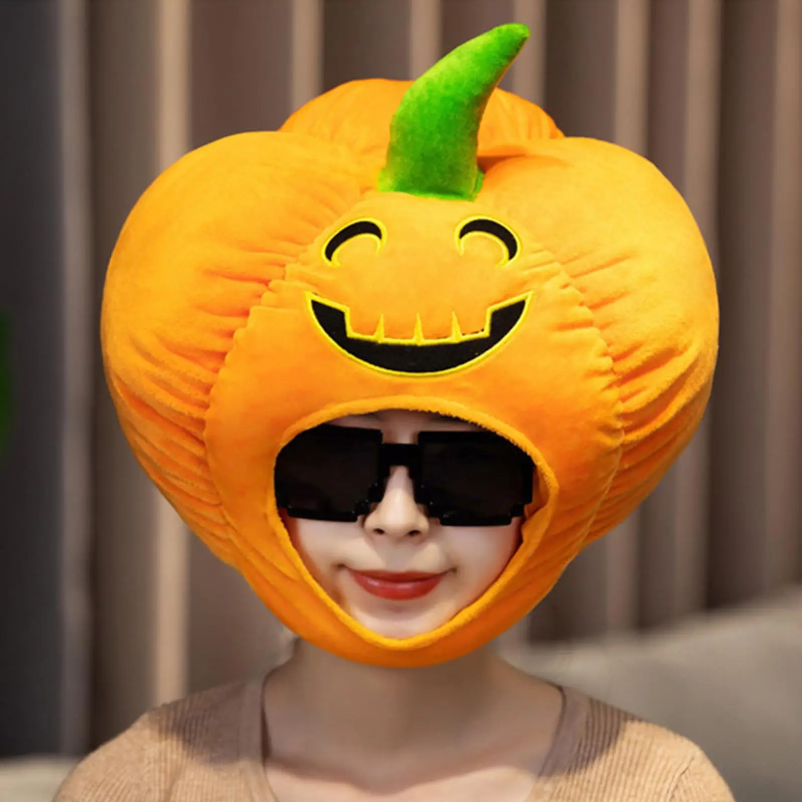 Novelty Halloween Pumpkin Hat Headband Costume Cosplay Warm Decorations Headwear Party Headgear for Night Event Fancy Dress