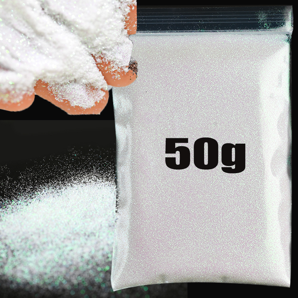 Best of 50g White Iridescent Ultra-Fine Glitter Powder 1 / 256 0.1mm Rainbow Shiny White Glitter Sugar Powder Holographic White Nail Powde Reviews & Tips