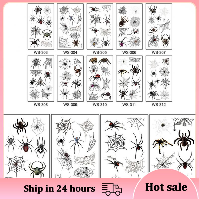 Best of 2021 New 3D Tattoo Stickers Waterproof Sweat Horror Dark Stereo Spider Tattoo Stickers Spider Web Halloween Tattoo Stickers Reviews & Tips