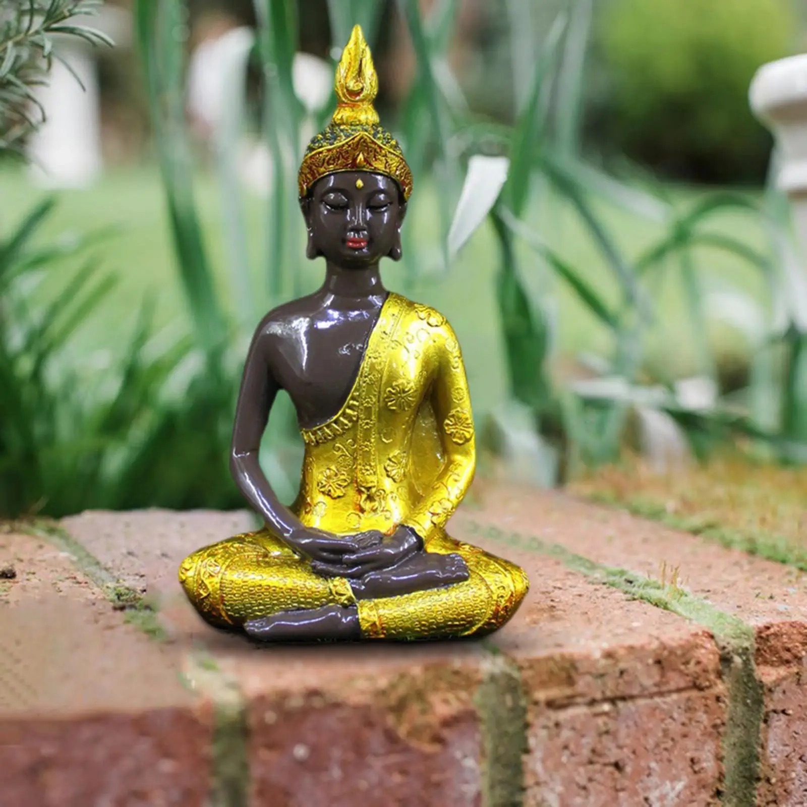 Thai Sitting Buddha Statue Luck Wealth Serene Meditating for Desktop Decor