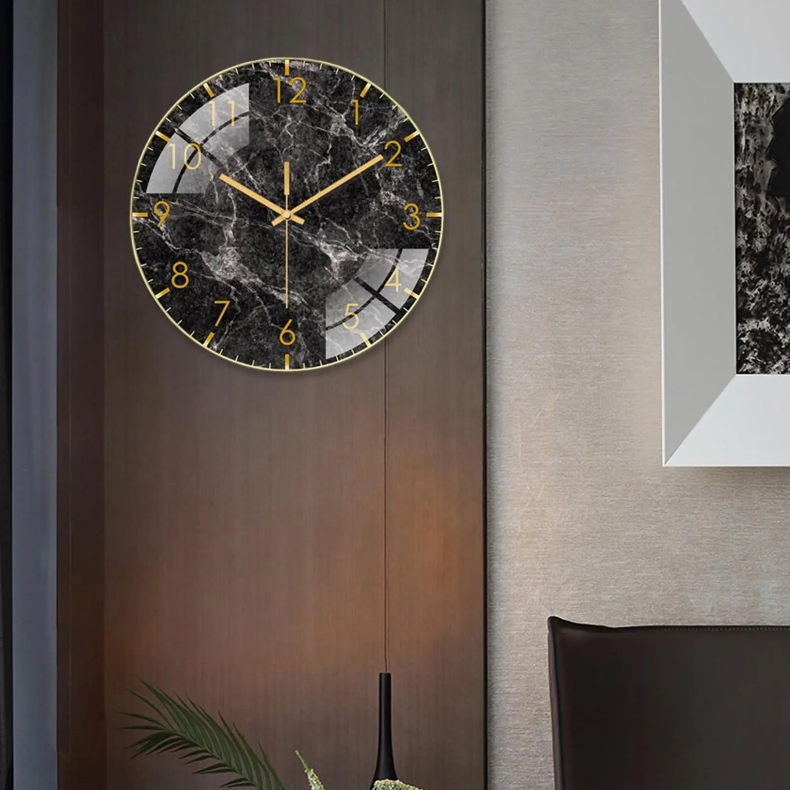 Modern Wall Clock Marbling 12 inch Battery Operated Round Silent Analog Non Ticking for Living Room Bedroom Home