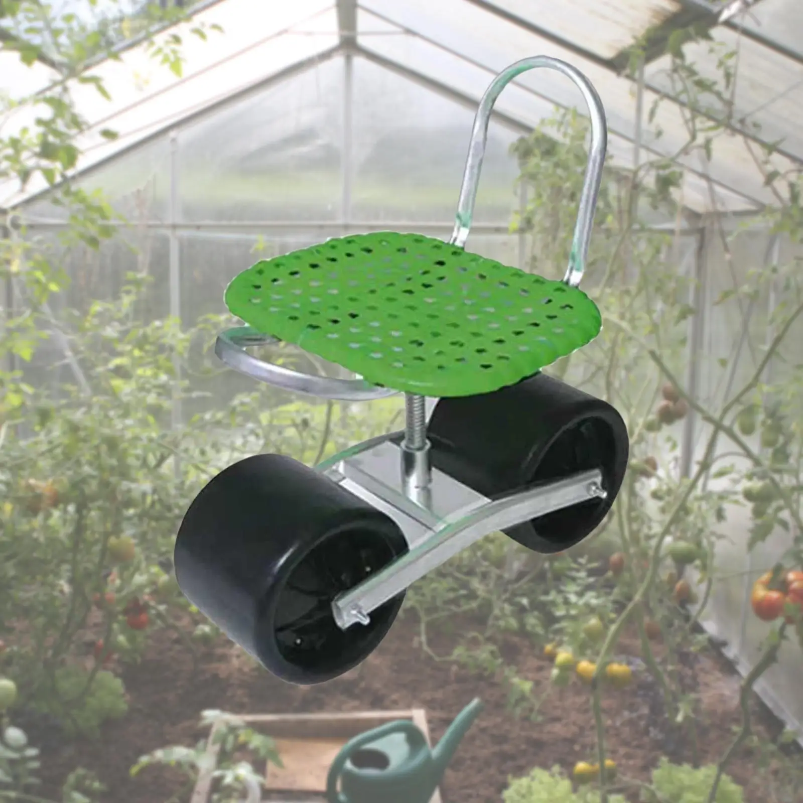 Garden Stool Height Adjustable Garden Trolley Rolling Seat for Lawns Weeding