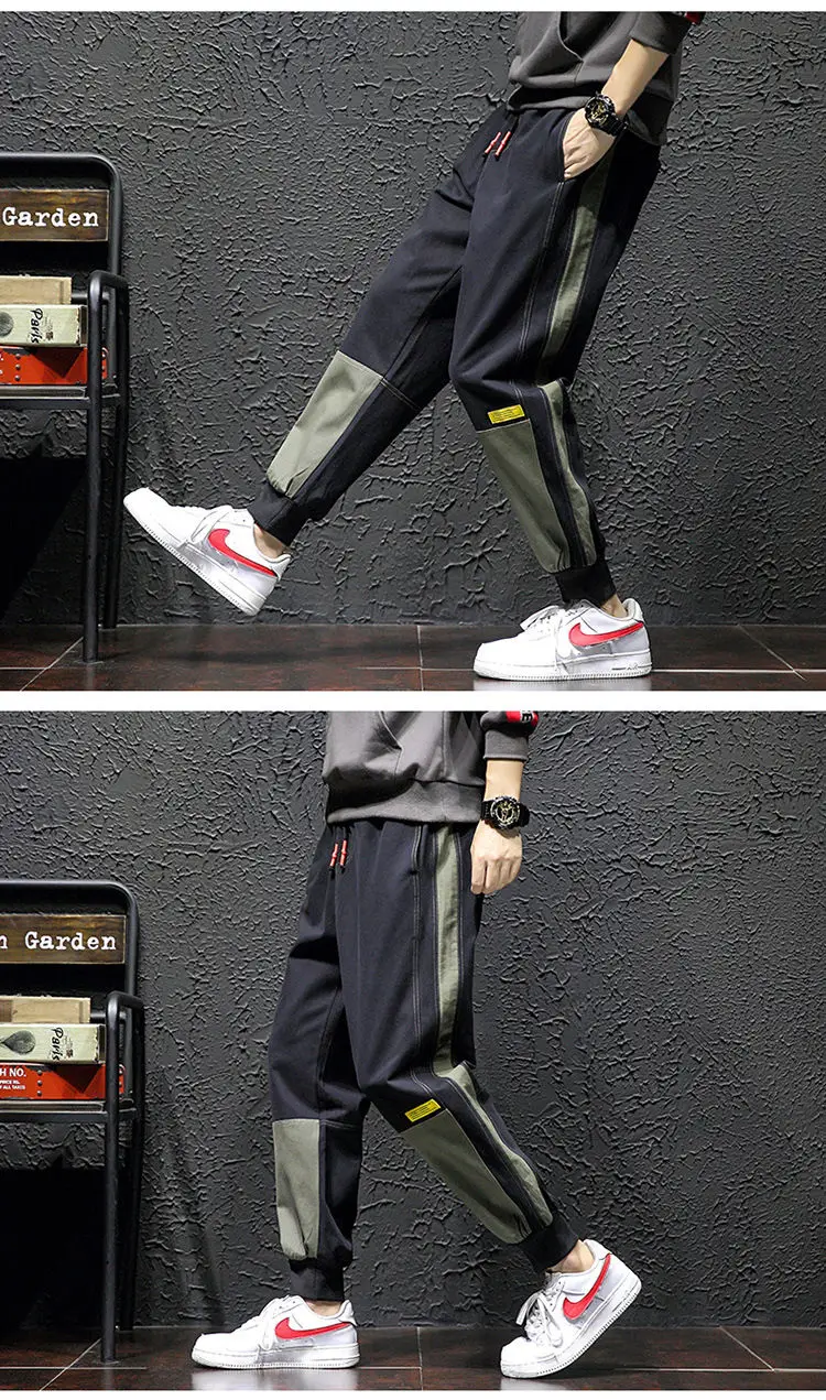 grey cargo pants 2022Spring Pants Men's Fashion Ankle-Tied plus Size Loose Cargo Pants Cool and Wild Ankle-Tied Sports Casual Pants Men plus size cargo pants