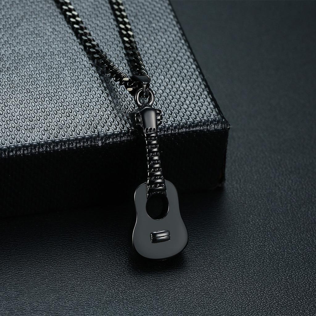 Guitar Cremation Urn Necklace Music Instrument Locket Chain Memorial Pendant Keychain for  Mom & Dad