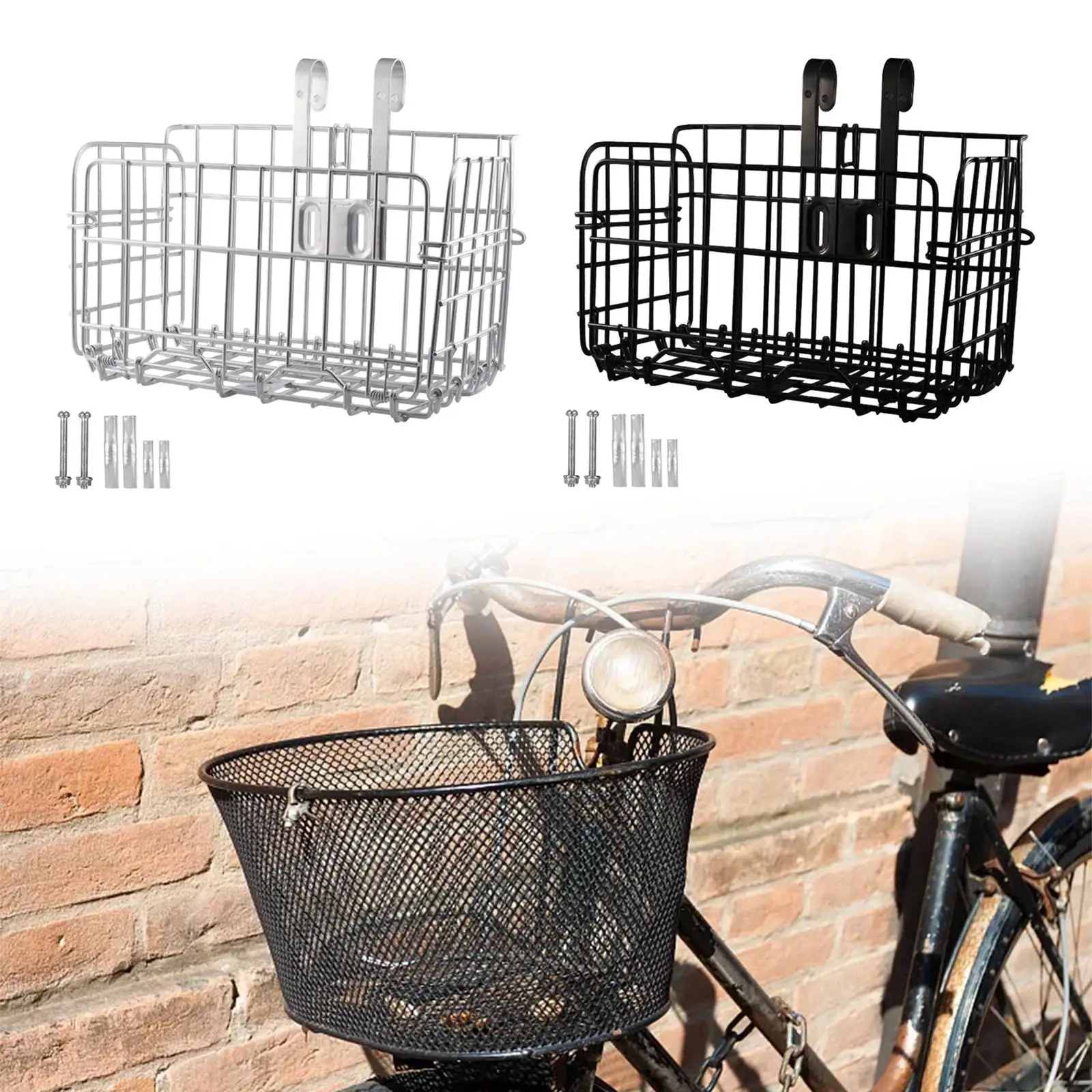 Bike Wire Basket Bicycle Frame Basket with Handles Bike Front Cargo Basket for Women Pet Carrier Cycling Bike Accessories