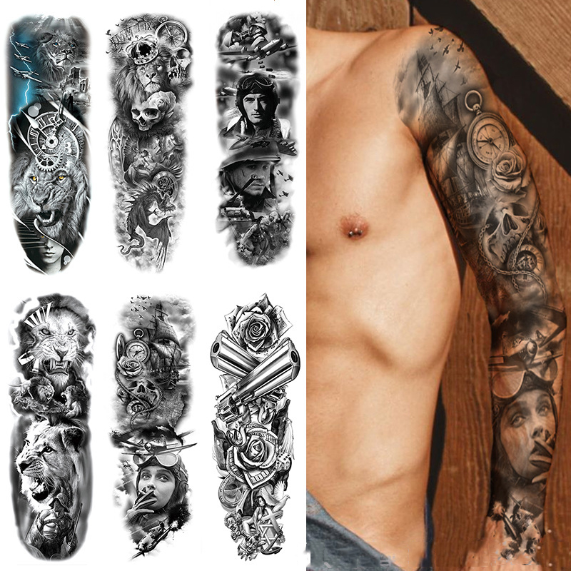 Best of Large Arm Tattoo Sticker Full Sleeve Waterproof Body Art Full Fake Tatoo Tiger Wolf Flowers Rose Semi Permanent Tattoo Women Man Reviews & Tips