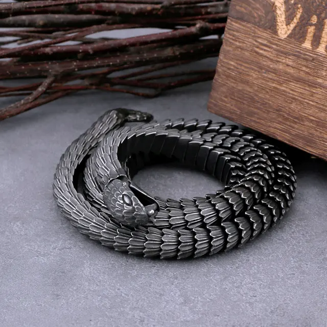 Gothic Vintage Viking Black Snake Chain Bracelet For Men Women Punk Hip Hop  Ouroboros Bracelets Biker Amulet Jewelry Wholesale - AliExpress