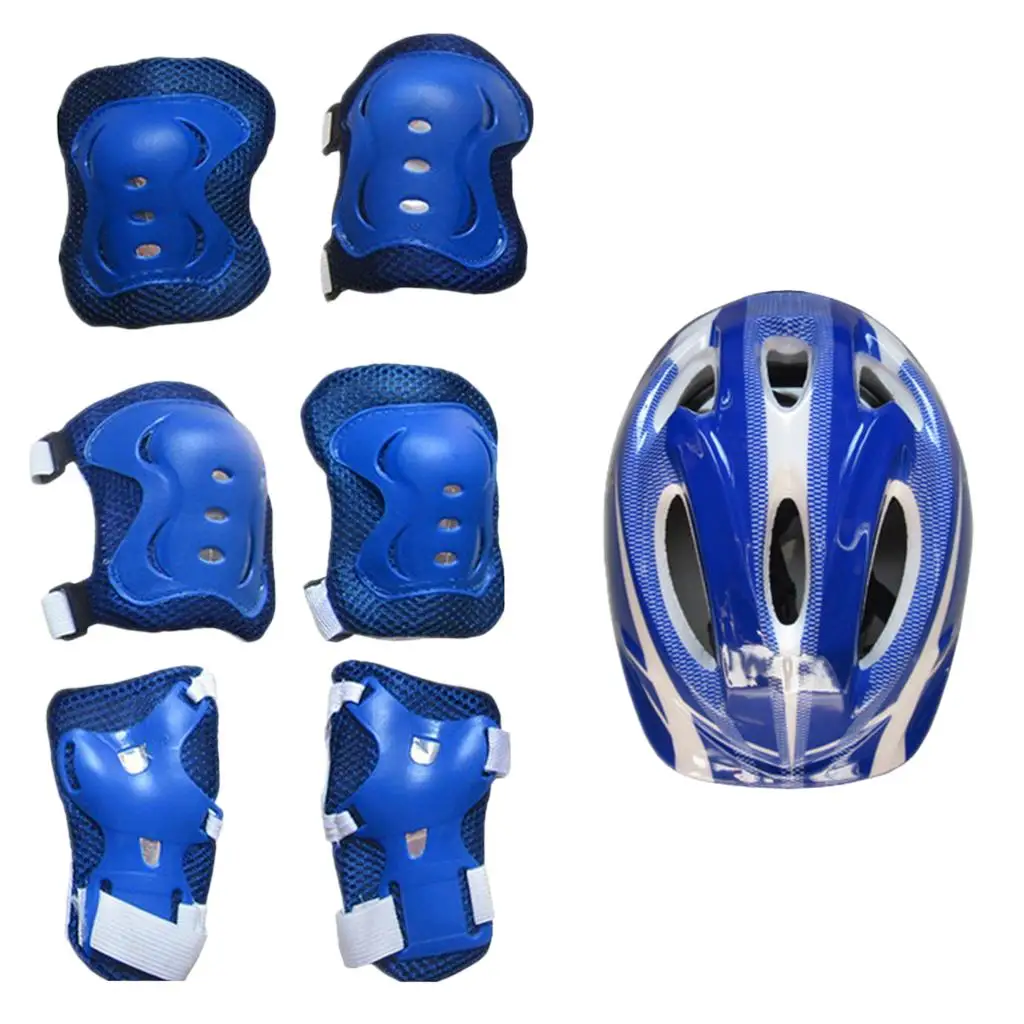 7pcs Kids Sports Protective Gear Set 58-62cm , Knee & Elbow Pads, Wrist Guards for  Cycling Roller Skating