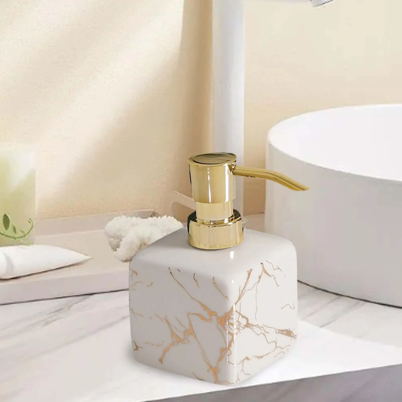Soap Dispenser with Pump Shape Ceramic Refillable Liquid Lotion Dispenser for