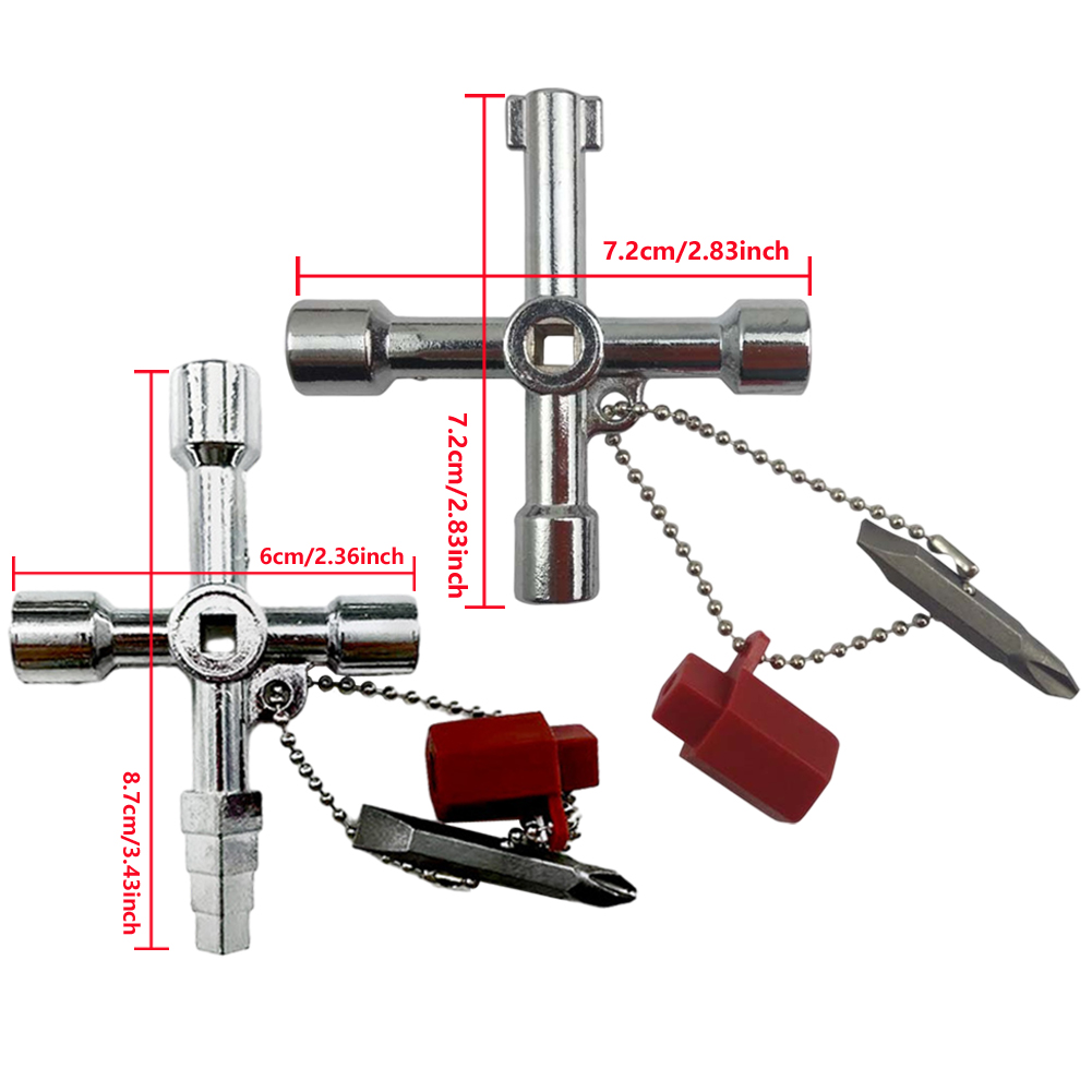 Description Picture 2 of item2pcs Multifunction Cross Wrench Spigots Control 4 Way Plumber Tool Square Triangular Utilities Key Cabinet Universal Screwdriver