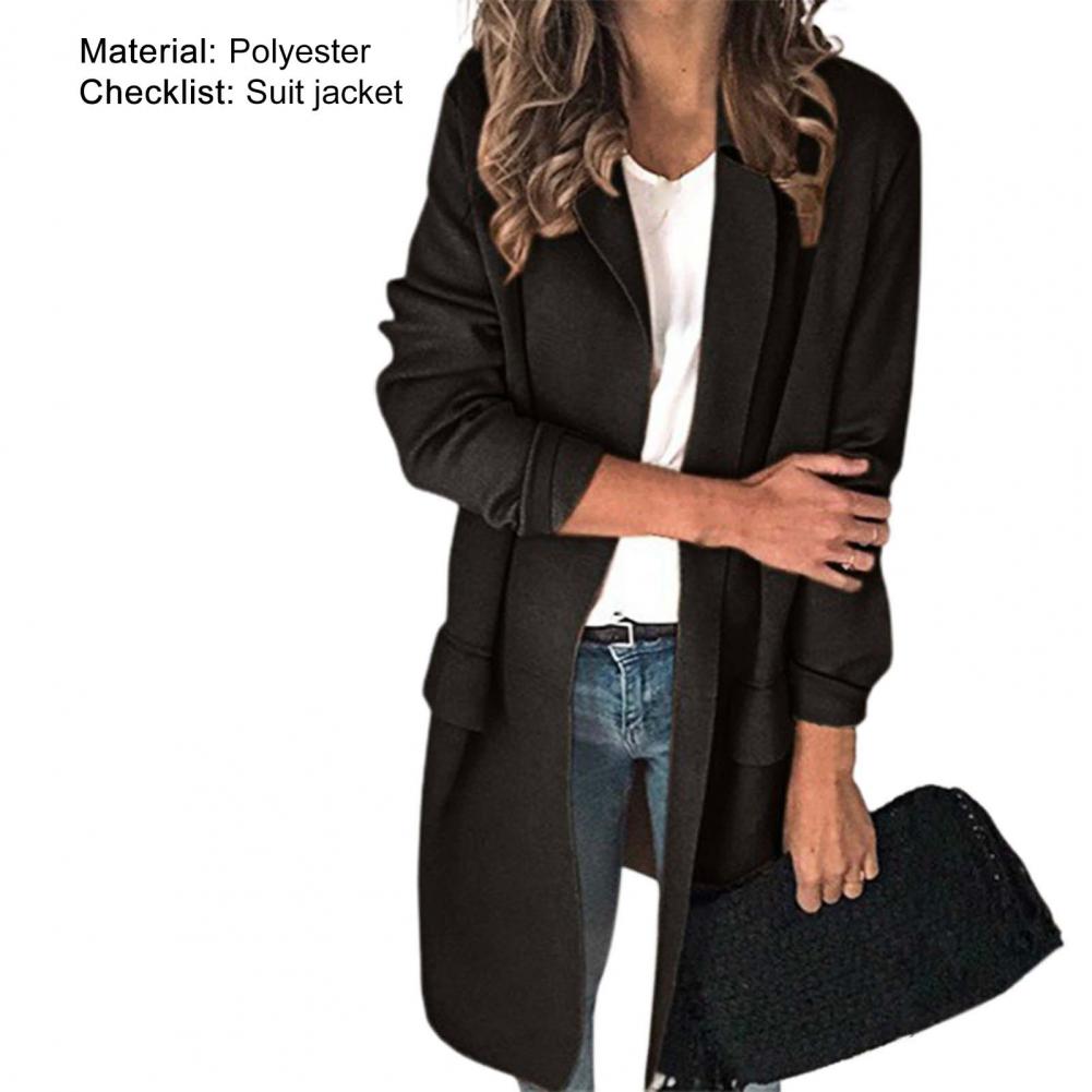 Title 16, Women Long Blazer Solid Color Loose Cardigan Lo...