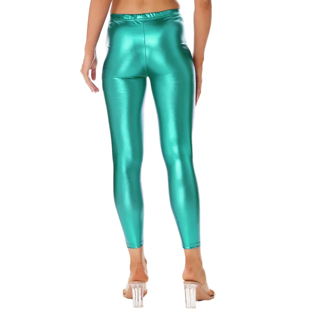 Shiny Metallic Fitness Leggings Glossy Candy Color Pants Women Slim Sports  Trousers Faux Leather Pants Gold Silver Color Legging - AliExpress