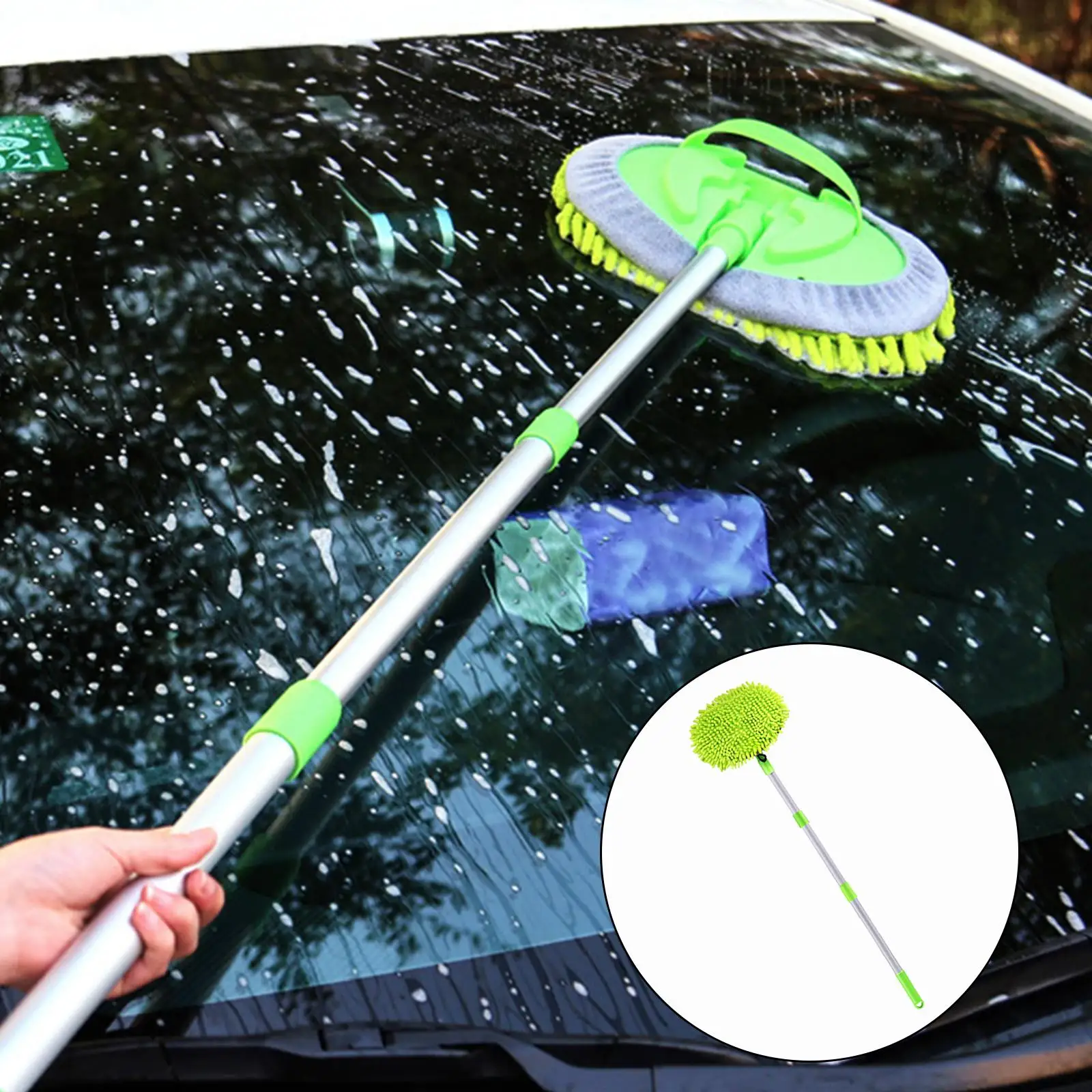 Telescoping Car Cleaning Brush with Long Handle Car Wash Brush Mop for SUV Truck RV