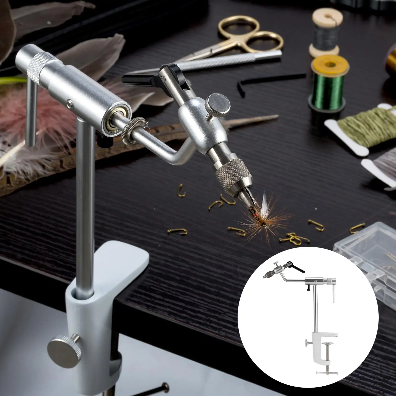 Rotary Fly Tying Vise, Practical Fly Fishing Vise with 360 Rotation and