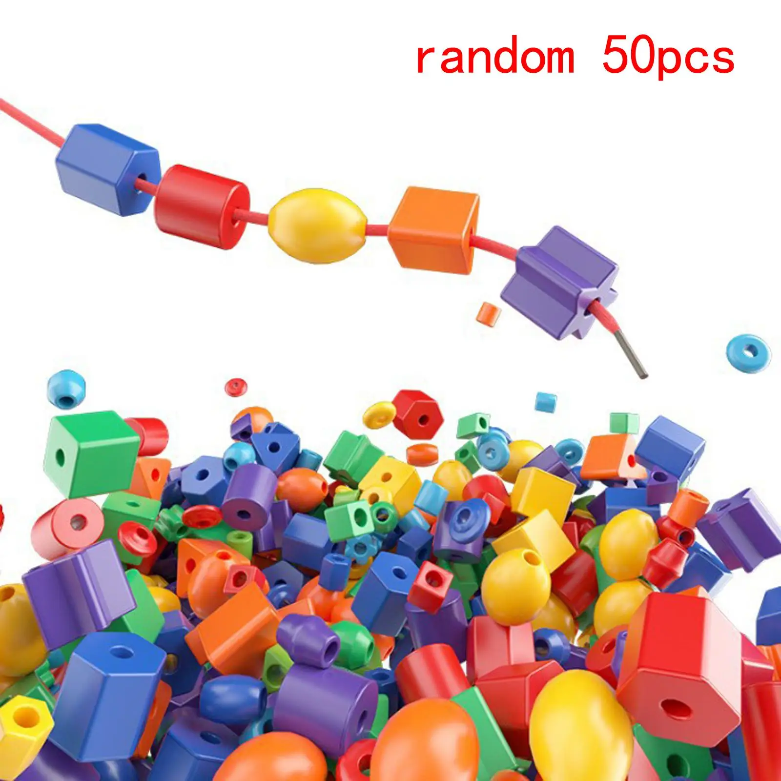 50Pcs Montessori Beads Color and Shape Recognition Educational Toys for Kids Children