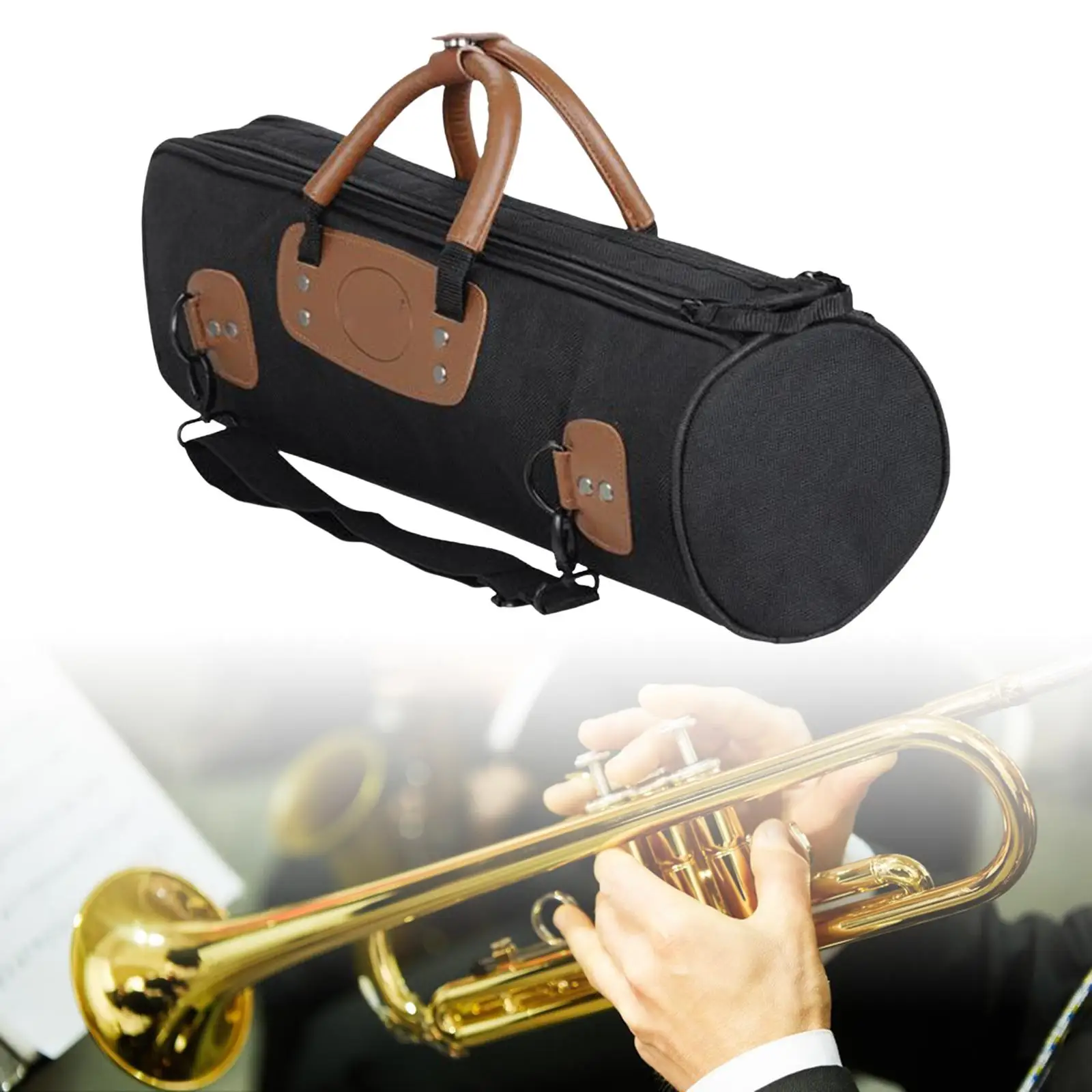 Concert Trumpet Gig Bag Widen Carry Handle with Strap Adjustable Shoudler Strap Professional Lightweight Trumpet Carry Gig Bag