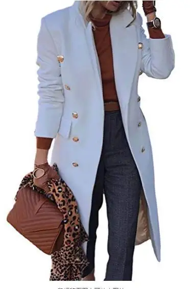 New autumn and winter long woolen women's coat with multi button woolen jacket