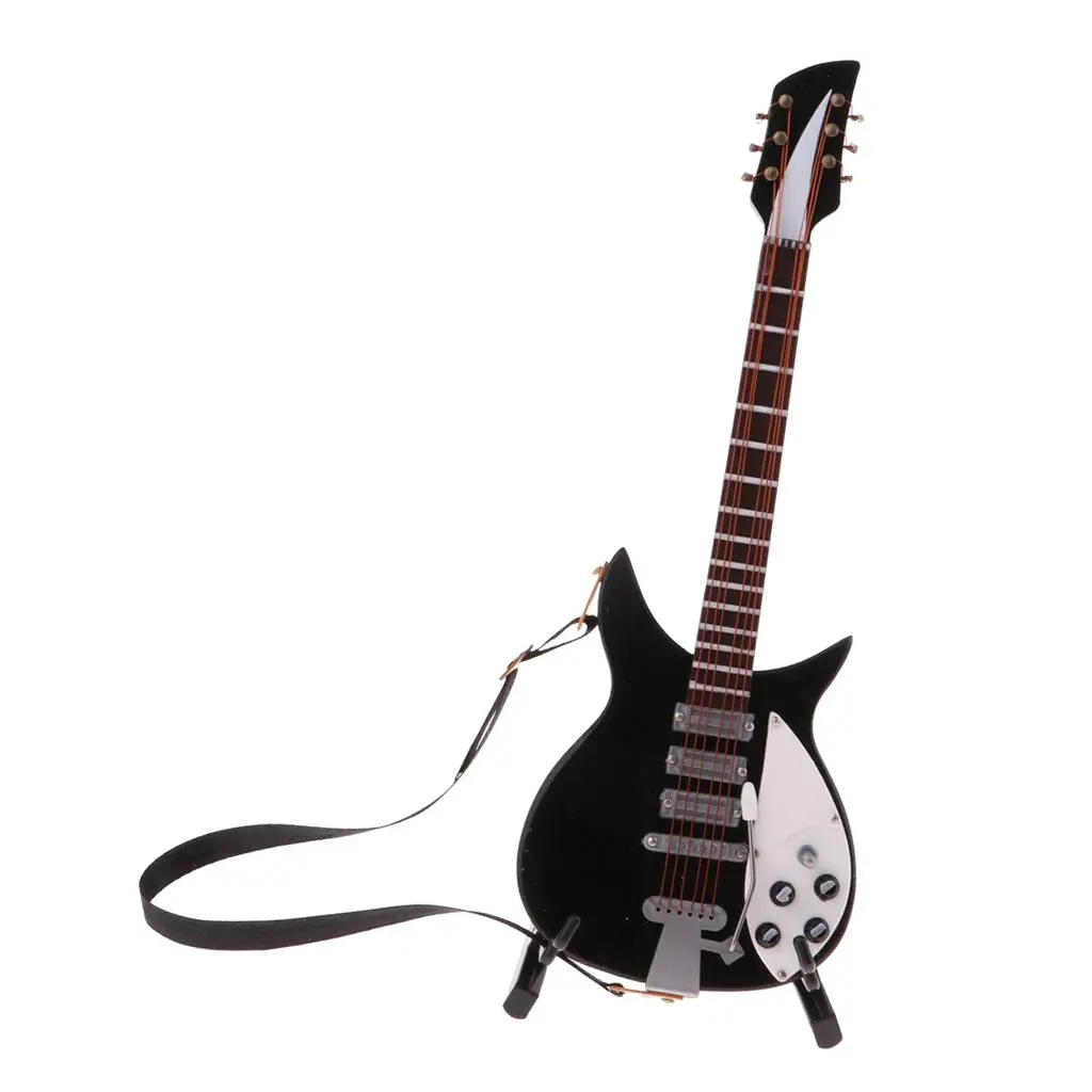 Miniature Musical Instrument Toys Stylish Electric Guitar Model With Display Stand & Storage Box 1/6 Scale Decoration Crafts