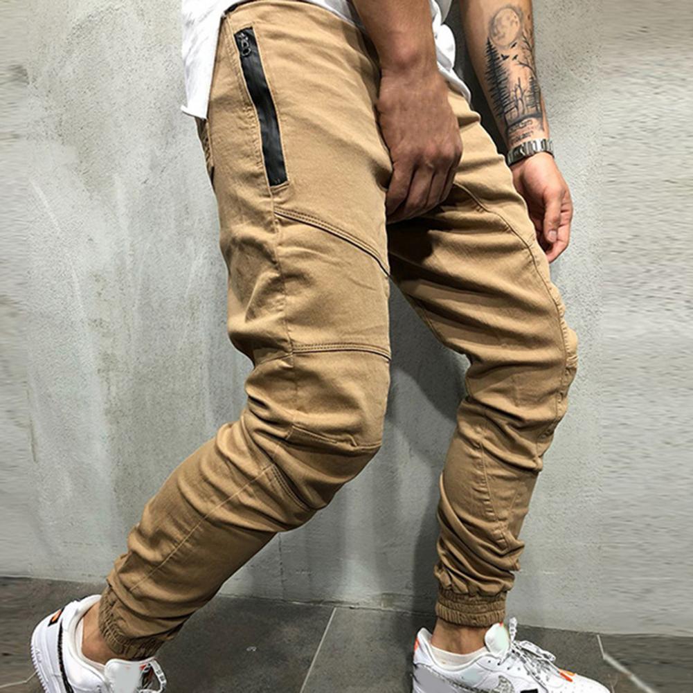 Elastic Waist Slim Hip-hop Sports Men Pants Pencil Multi Pockets Harem Joggers Pants Streetwear_voghion.com