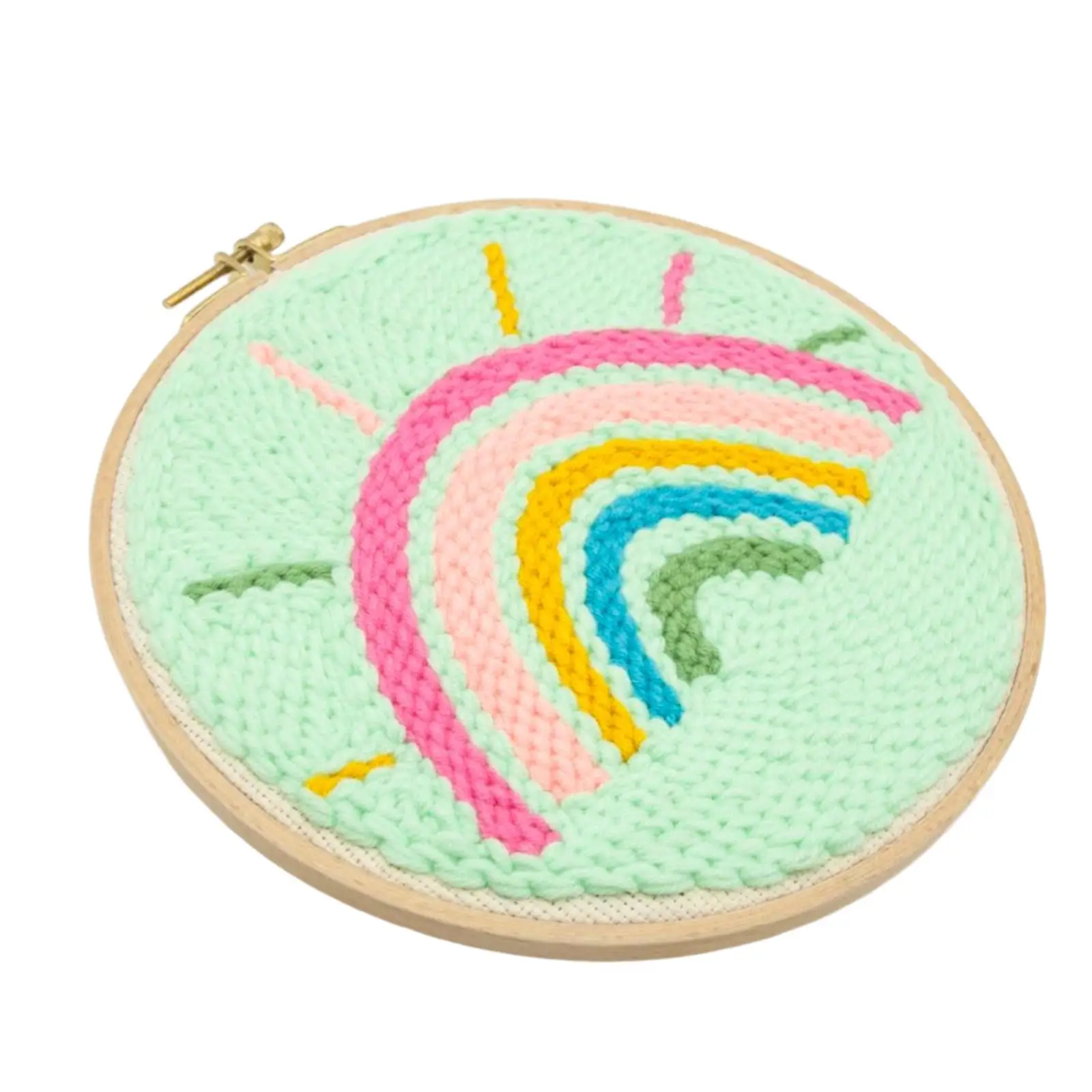 Punch Needle Embroidery Starter Kits Rainbow Embroidery Hoop Instructions Sewing Needlework Fabric Pattern Hand Craft Beginner