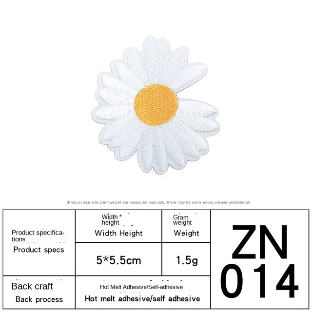 Tebru Embroidery Patches, 20 Daisy Flower Embroidered Iron Patches on Patches for Clothing Jackets, and Clothing Backpacks, Size: Black and White