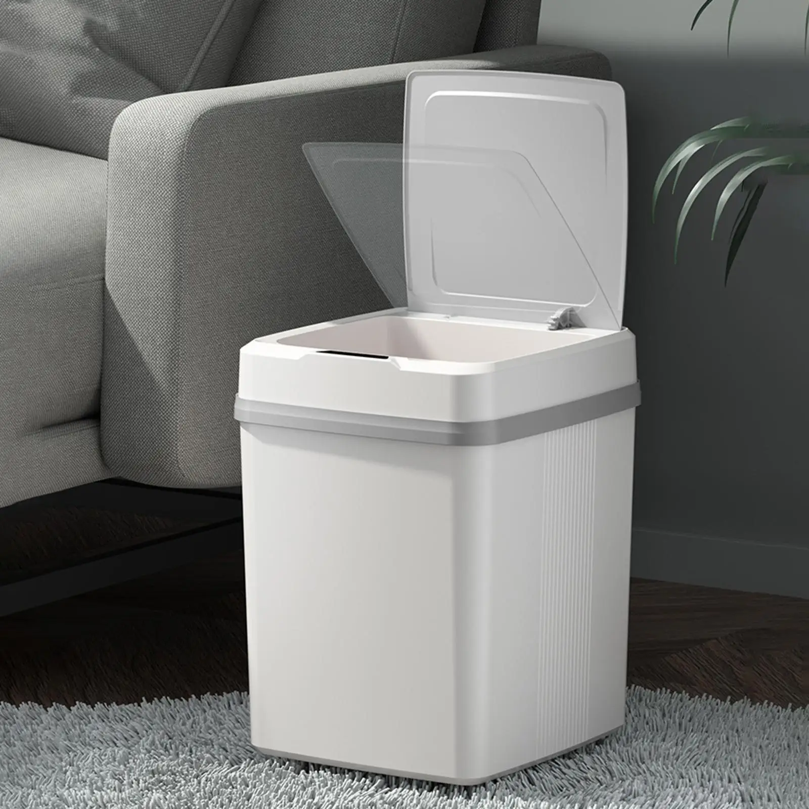 Waterproof Intelligent Garbage Bin with Lid Battery Operated 12L Motion Sensor Trash Can Household Dustbin for Living Room