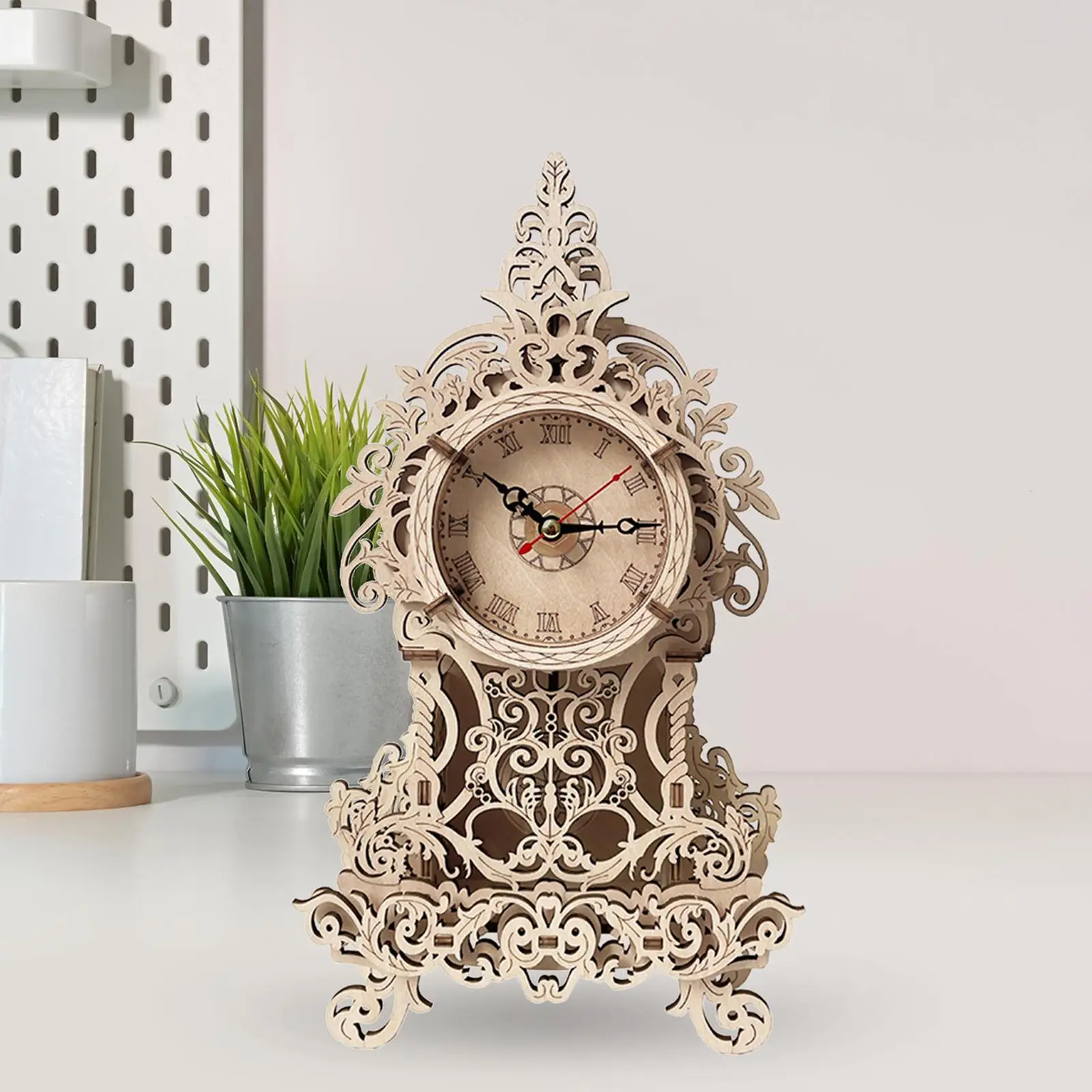 Wooden Puzzle 3D Clock Handicraft Brain Teaser DIY Wall Clock for Wall or Tabletop Birthday Gift Holiday Home Décor Unique Gifts