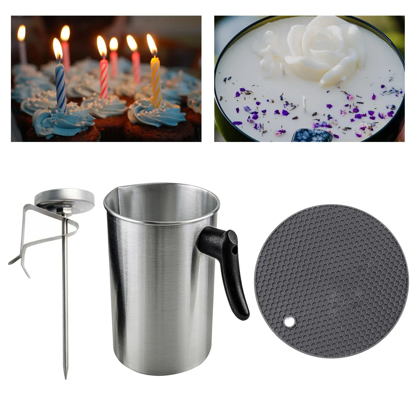 3L Capacity Candle Melting Pot Set with Thermometer Heat-Resistant Handle