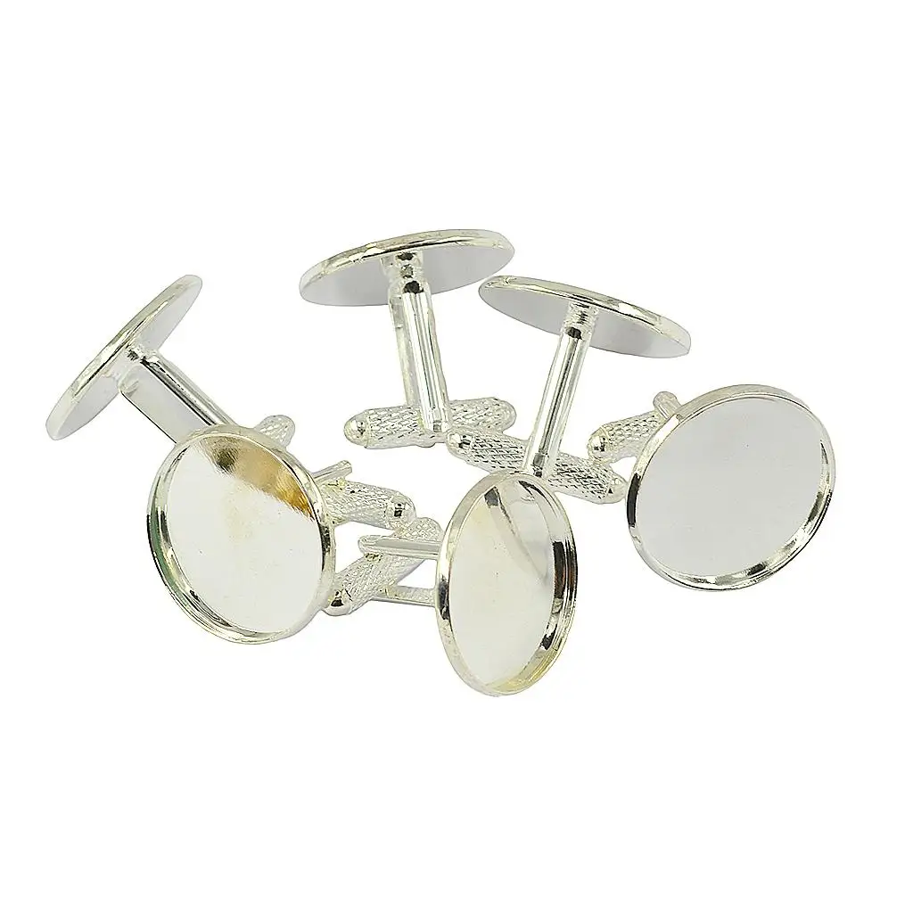 6Pcs   Cufflink   Blanks   W /  Round   Bezel   Fit   20mm   Cabochons