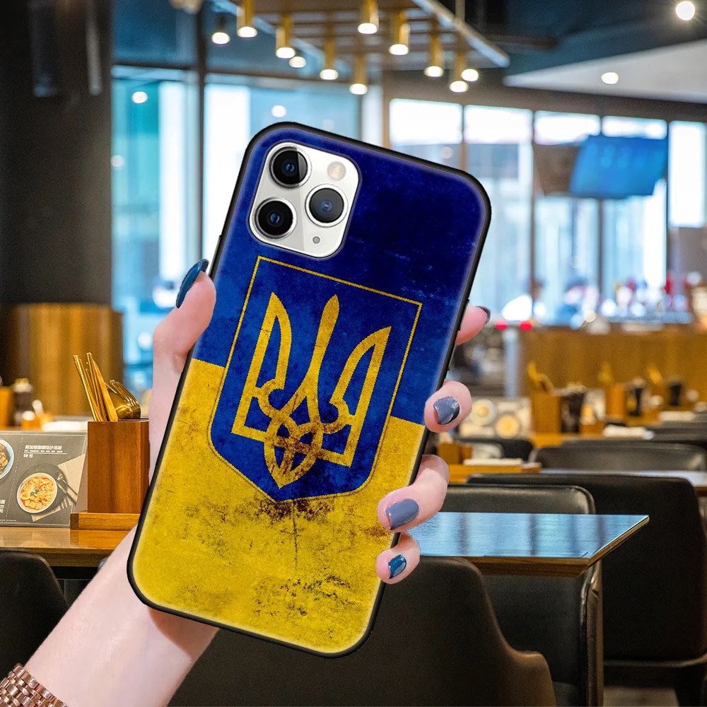phone cases for iphone xr Phone Case For Apple IPhone 13 12 11 Mini Pro MAX SE X XS XR 8 7 6 S Plus Black Cover Shell Tpu Funda Silicone Ukrainian flag 11 phone case