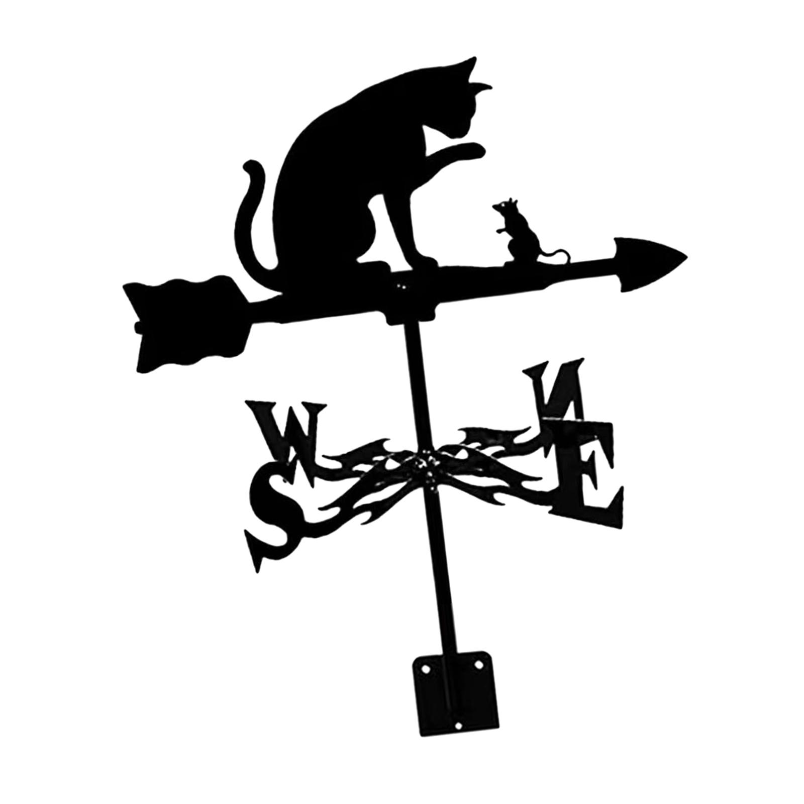 Black Wrought Iron Weathervane Direction Indicator for Courtyard Garden Barn