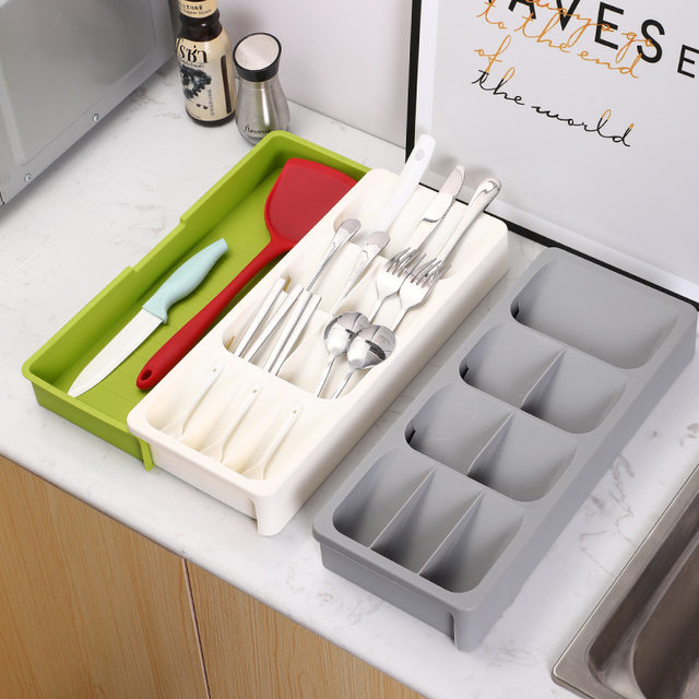 Faridabio Expandable Silverware Organizer Tray For Kitchen Drawer - Cutlery Storage For Forks, Spoons, Knives