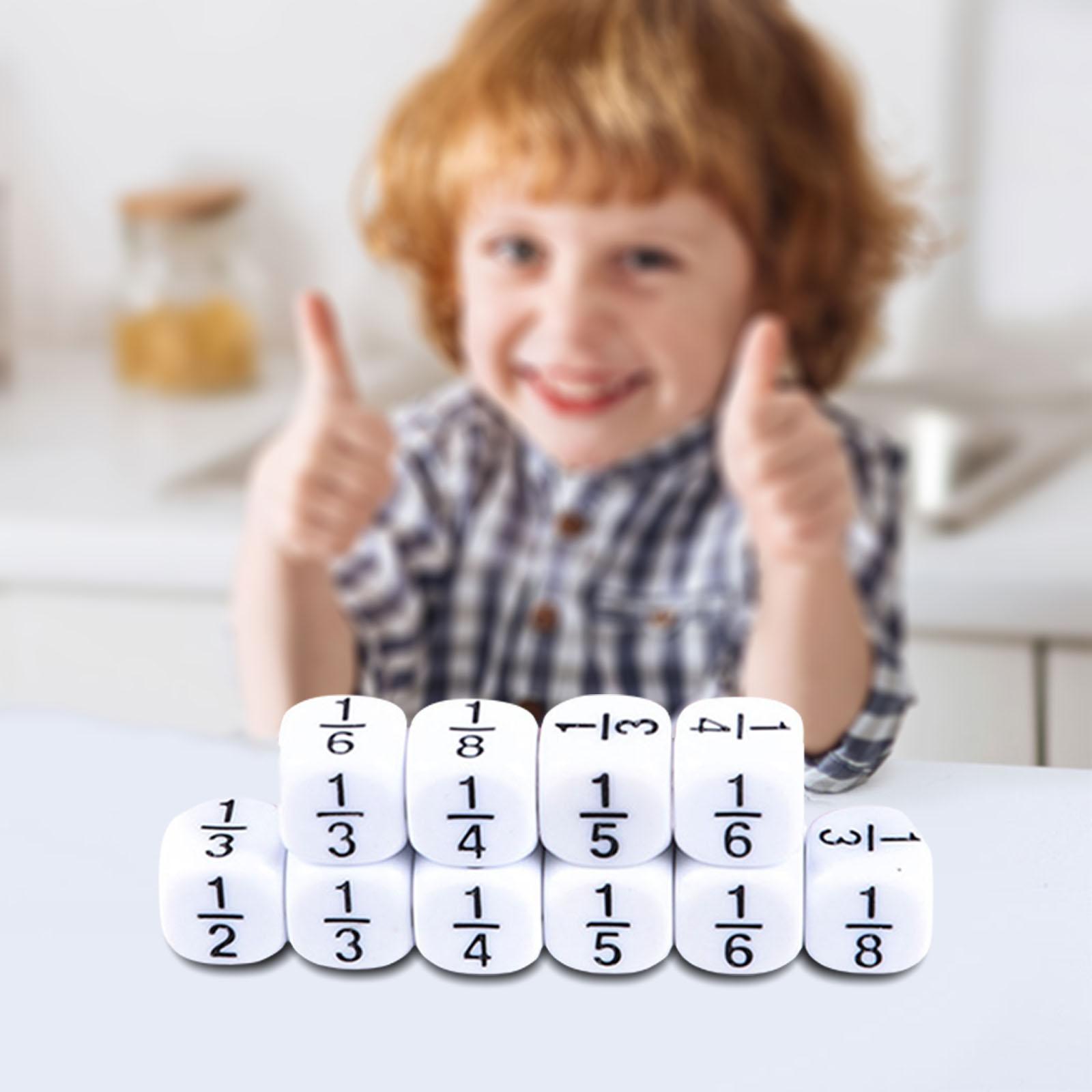 10 Pieces Acrylic Fraction Dice, Educational Kids Math Toys Classroom Games Multiple Representation Fraction Foam Dice