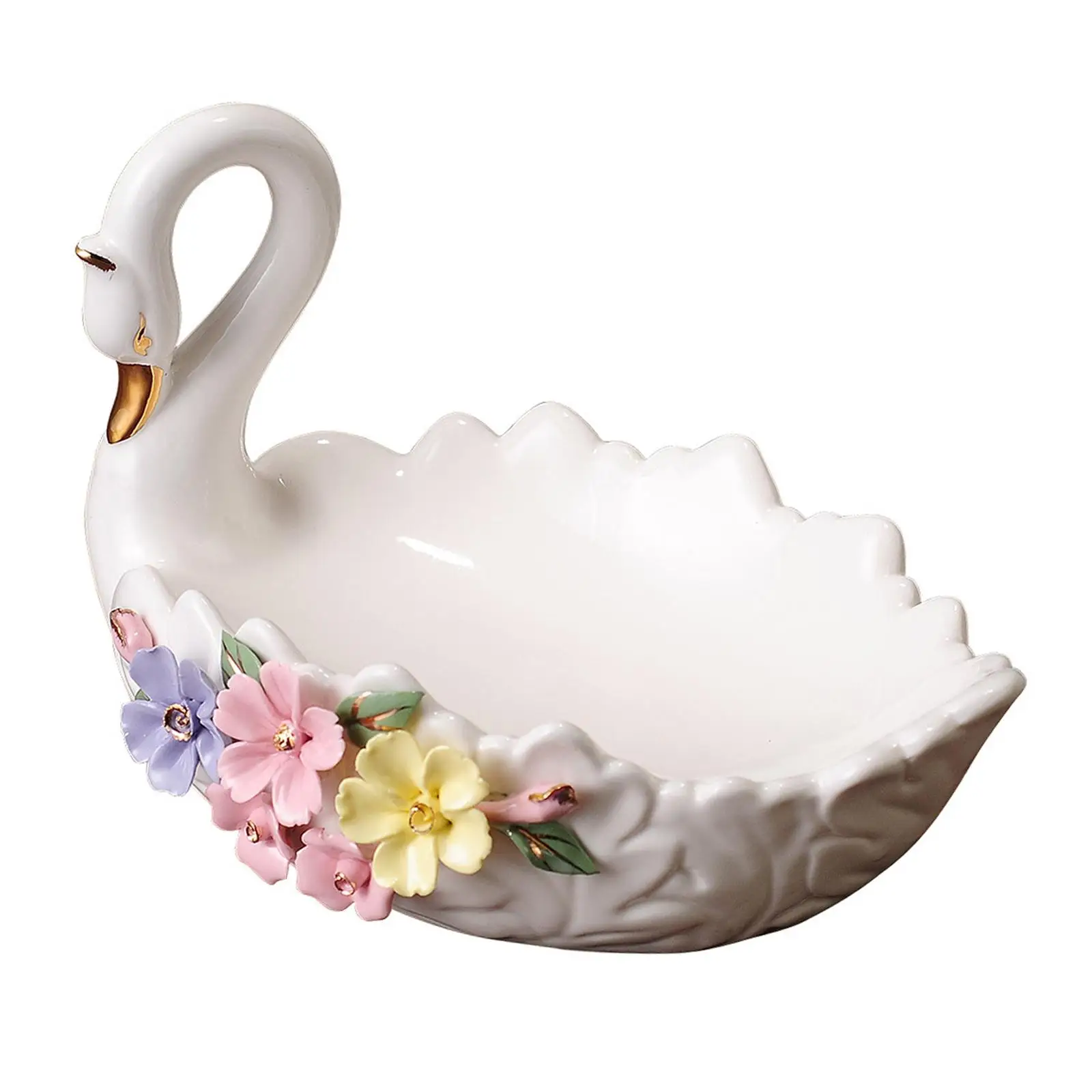 Swan Ceramic Fruit Basket Plate Snacks Modern Creative Stylish Dish Decorative Container Food Serving Tray for Salads Appetizers