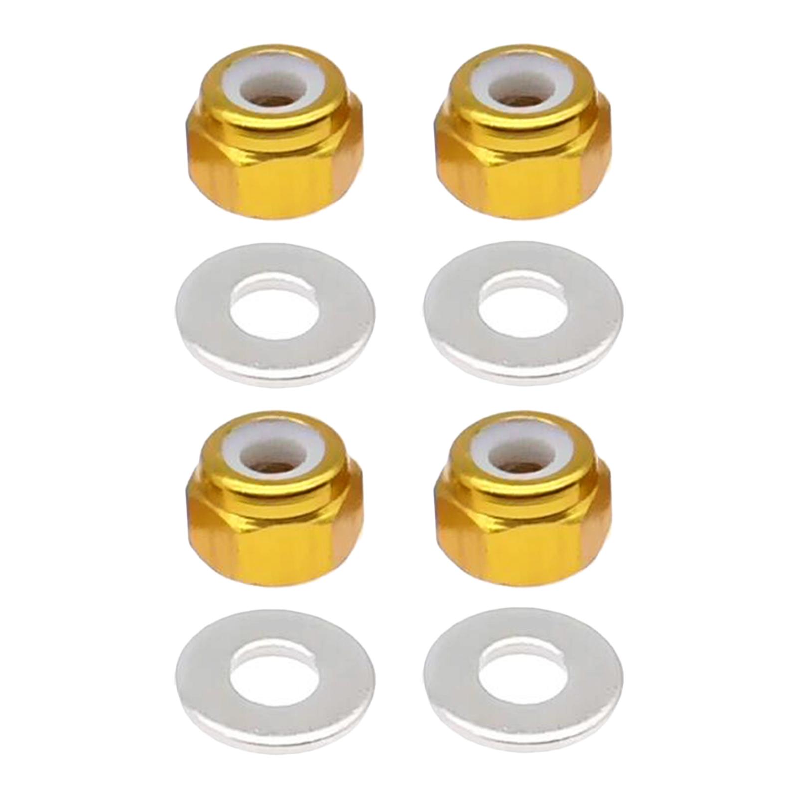 8 Pieces M3 Wheel Lock Nuts with Gasket Metal Wheel Hardware for Wltoys 144001 1:14 RC Off-Road Car Parts Replacement