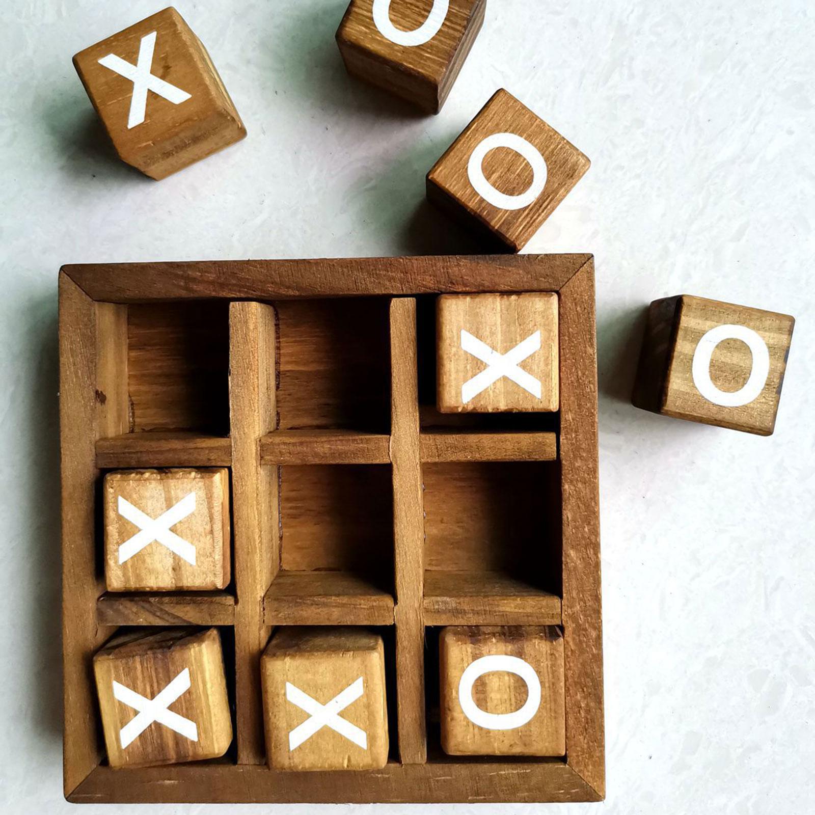 Wooden Tic TAC Toe Game Table Games Party Favor Fun Indoor Brain Teaser Travel for Adults Decor