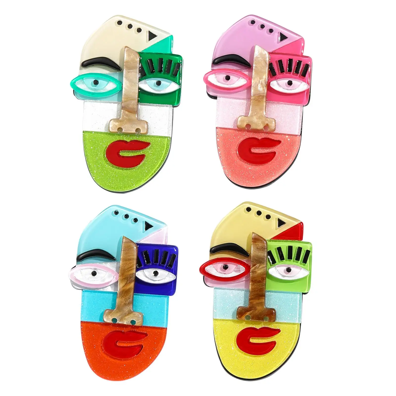 Acrylic Brooch Cartoon Jewelry Abstract Face Aesthetic Brooches Modern Fashion for Hats Clothes Bags Backpacks DIY