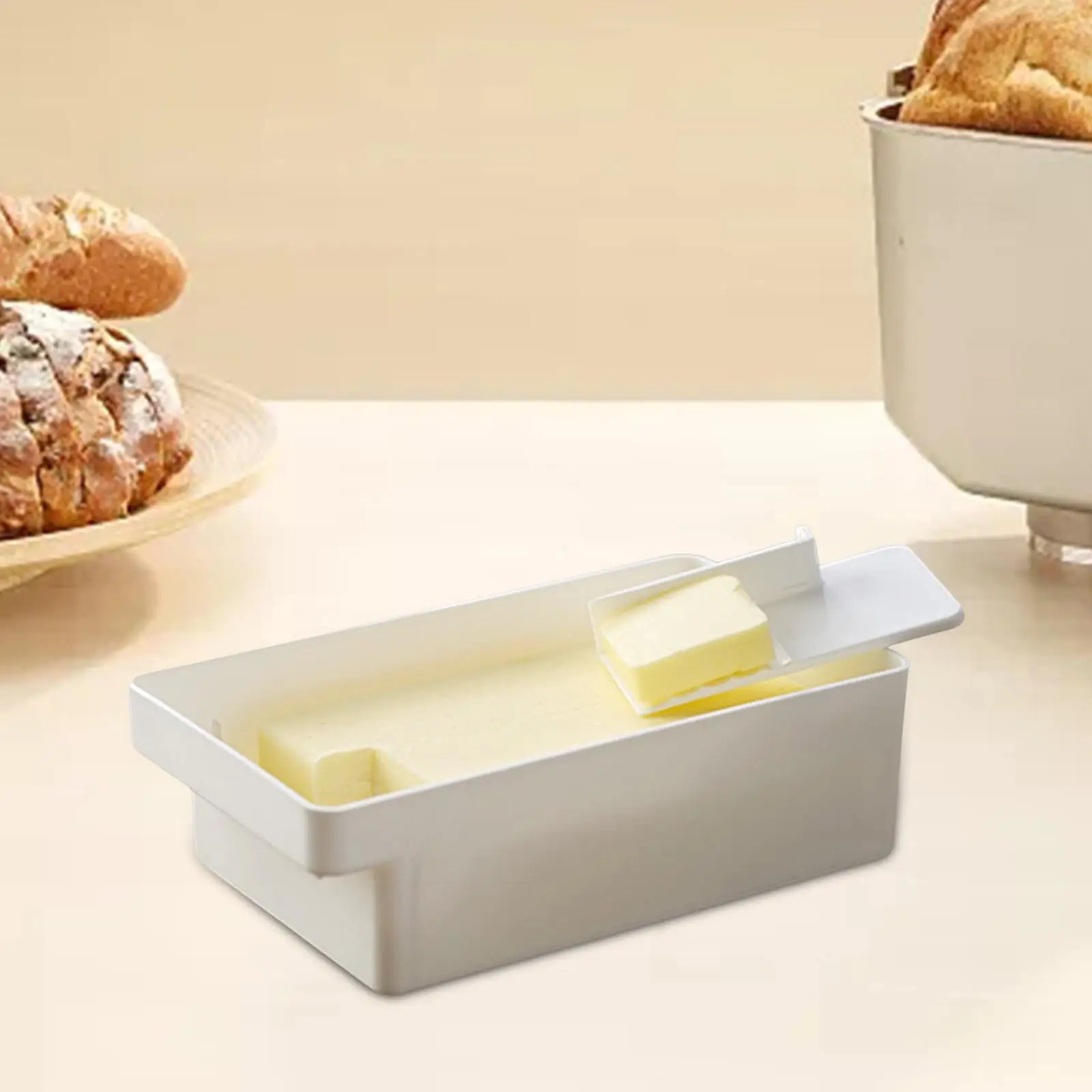 Butter Cutting Storage Box Butter Keeper with Cover White for Refrigerator