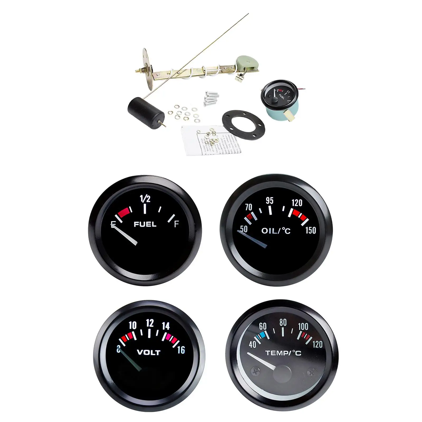 Fuel Gauge Meter Universal Adjustable 52mm 12V 2 inch for Premium High Performance Durable Replaces Car Accessories