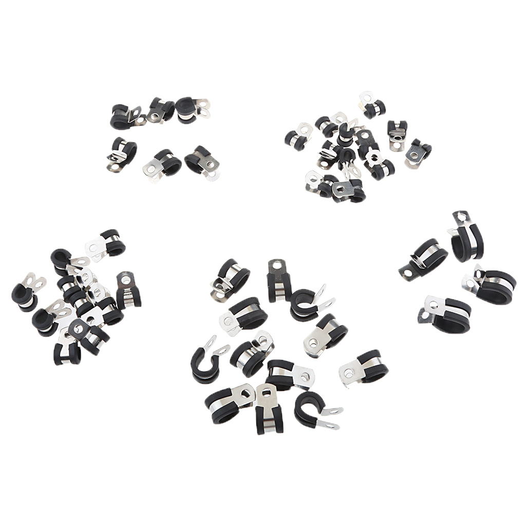 304 Stainless Steel Rubber Cushion Hose Cable  Clamps Assortment